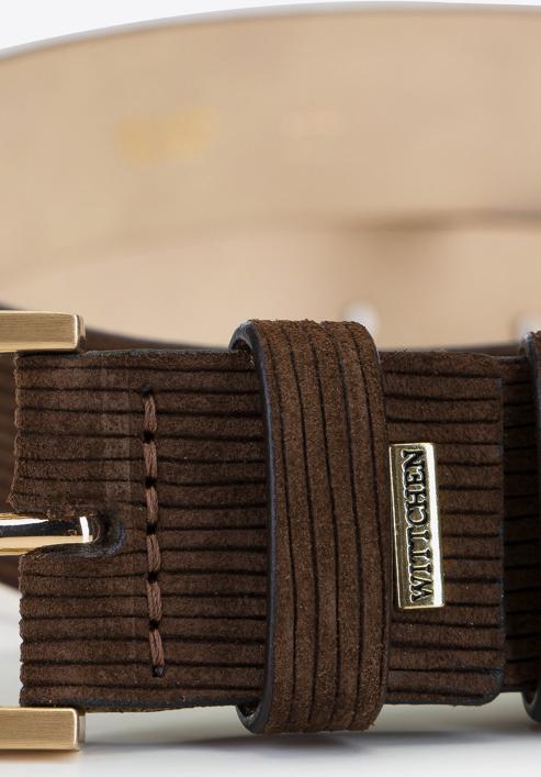 Men's suede belt, brown, 91-8M-313-4-90, Photo 4