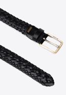 Men's weaved leather belt, black, 95-8M-915-4-130, Photo 2