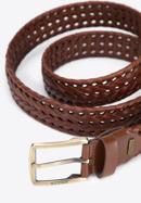 Men's weaved leather belt, brown, 95-8M-915-1-100, Photo 3