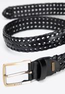 Men's weaved leather belt, black, 95-8M-915-4-90, Photo 3