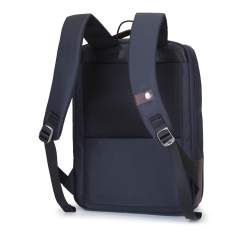 Męski plecak na laptopa 15,6” kostka, granatowo-brązowy, 93-3U-904-17, Zdjęcie 1