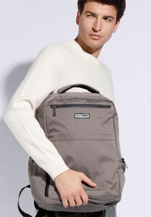 Męski plecak na laptopa 15,6” z boczną kieszenią, beżowo-czarny, 92-3P-100-8, Zdjęcie 1