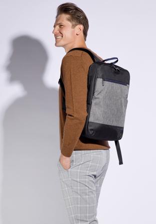 Męski plecak na laptopa 15,6” z melanżową wstawką, czarno-szary, 94-3P-107-1D, Zdjęcie 1
