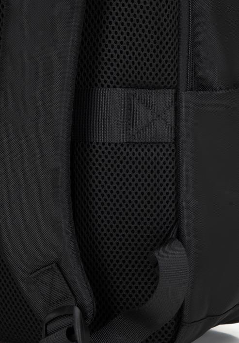 Męski plecak na laptopa 15,6” z zaokrągloną klapą, czarny, 98-3P-203-1, Zdjęcie 5