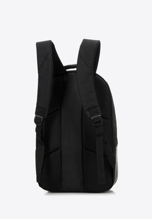 Men's 15.6” laptop backpack with rounded flap and external pocket, black, 98-3P-106-1DD, Photo 1