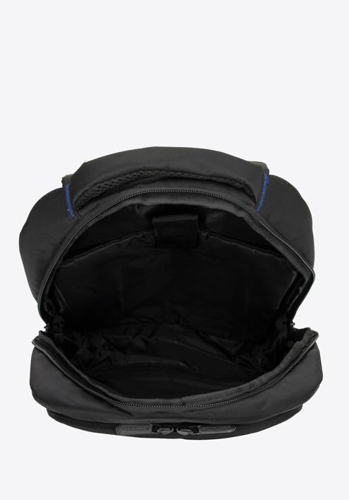 Męski plecak na laptopa 15.6” zaokrągloną klapą i kieszenią zewnętrzną, czarny, 98-3P-106-1DD, Zdjęcie 3