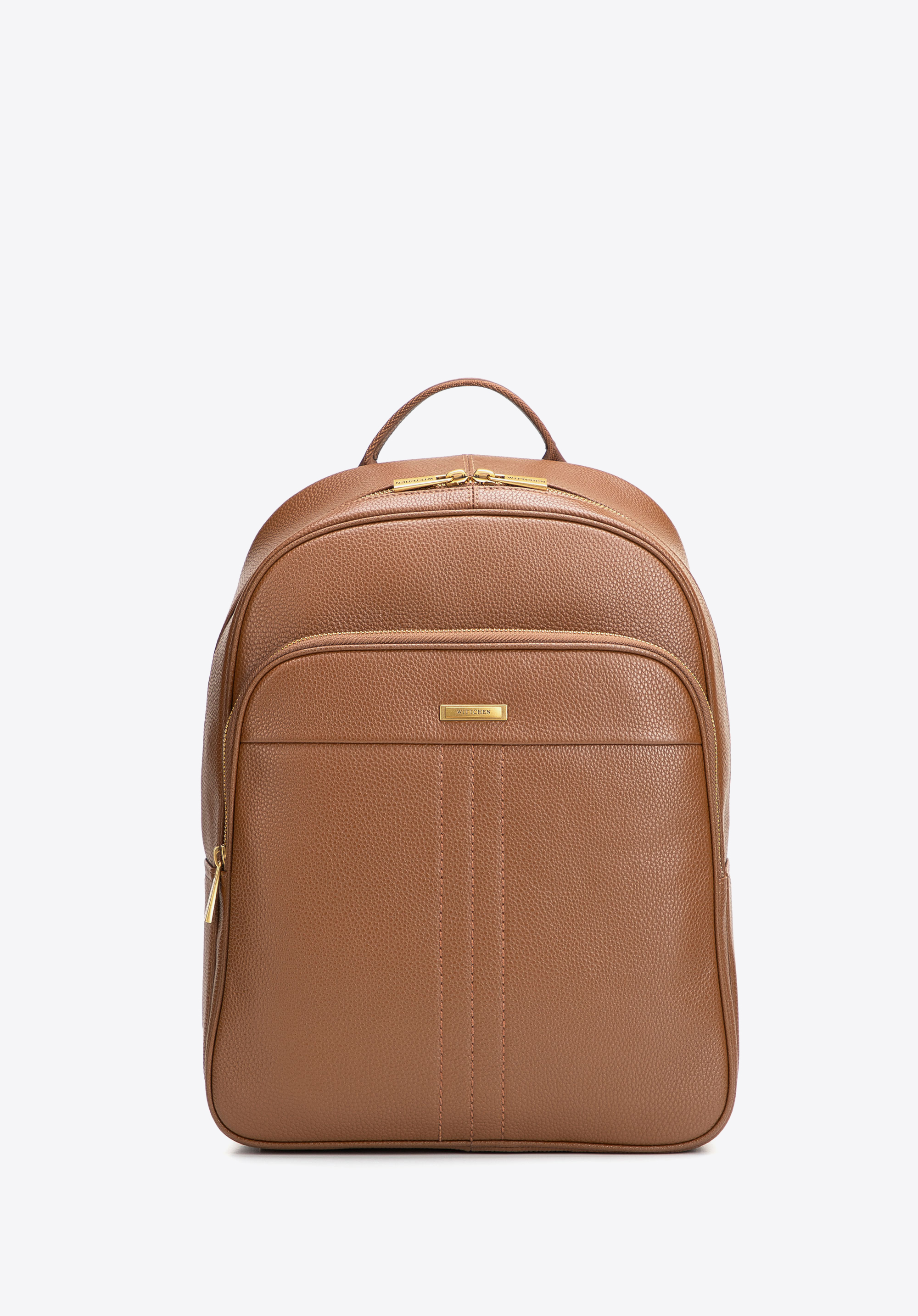 Męski plecak z miejscem na laptopa 14” ze skóry naturalnej, jasny brąz, 102-3U-600-5, Zdjęcie 1