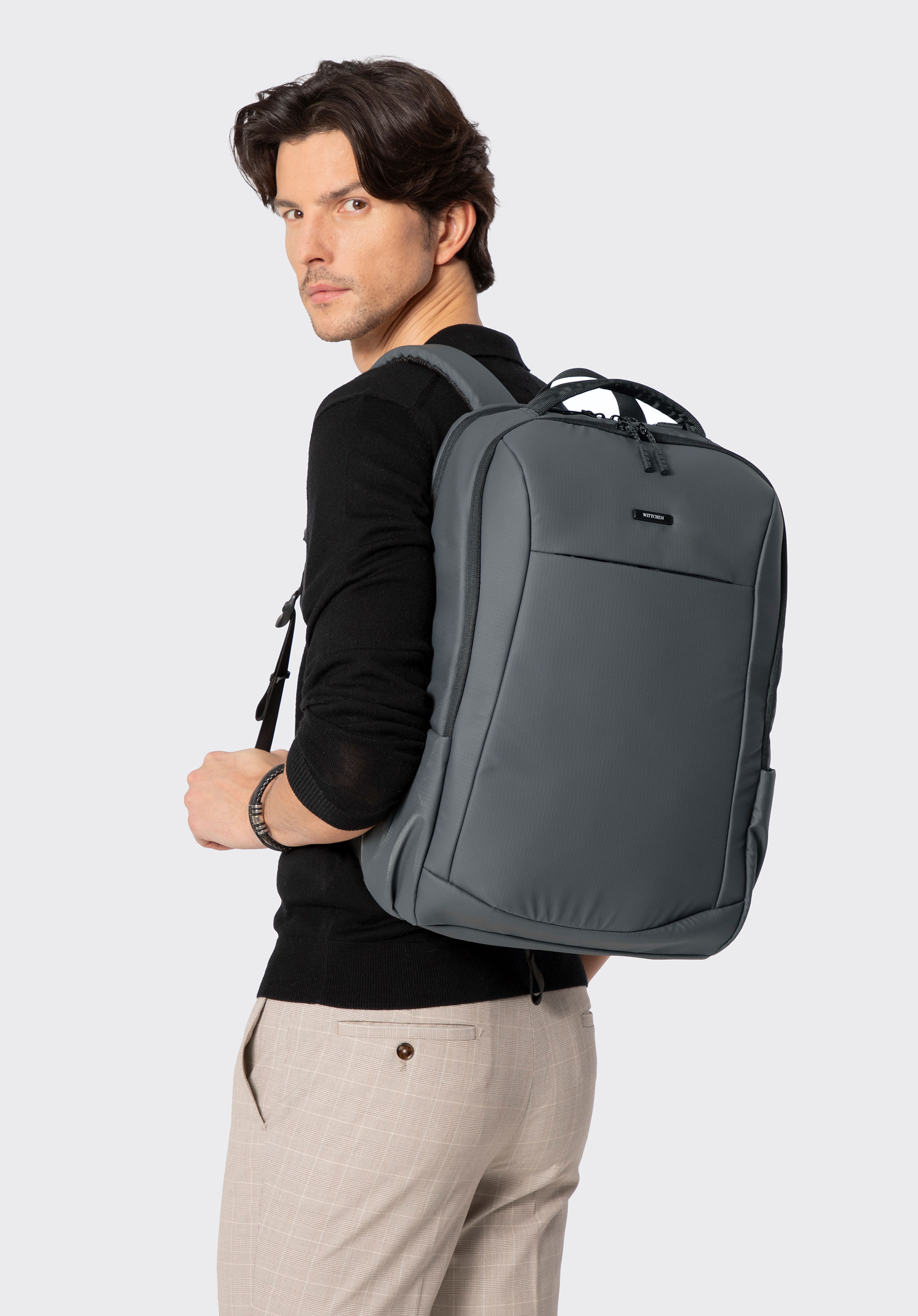 Męski plecak z miejscem na laptopa 15,6”, szary, 102-3P-805-8, Zdjęcie 1