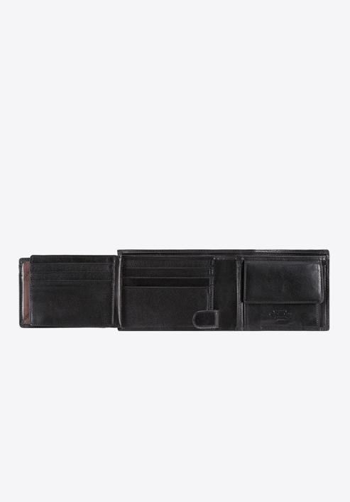 Męski portfel skórzany podwójnie rozkładany, czarny, 10-1-046-1, Zdjęcie 4