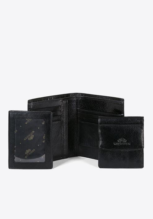 Męski portfel skórzany trzyczęściowy, czarny, 21-1-044-1, Zdjęcie 3