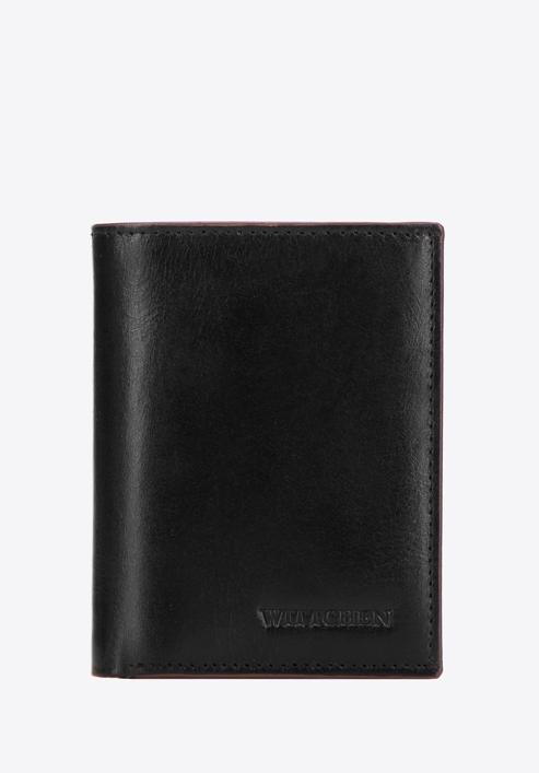 Męski portfel skórzany z brązową lamówką mały, czarny, 26-1-454-1, Zdjęcie 1