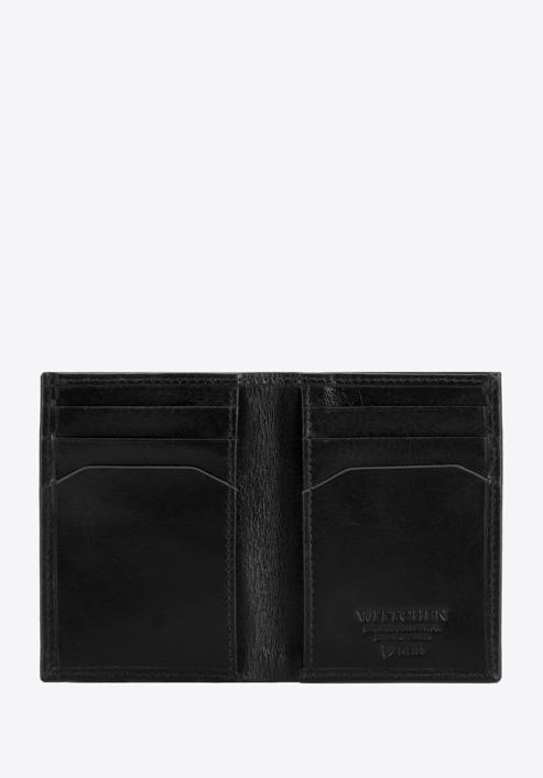 Męski portfel skórzany z brązową lamówką mały pionowy, czarny, 26-1-453-1, Zdjęcie 2