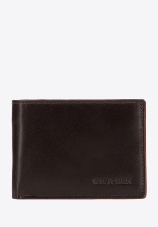 Męski portfel skórzany z brązową lamówką mały poziomy, brązowy, 26-1-451-4, Zdjęcie 1