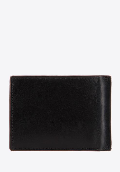 Męski portfel skórzany z brązową lamówką mały poziomy, czarny, 26-1-451-4, Zdjęcie 4