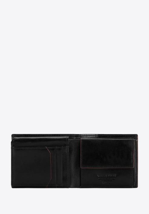Męski portfel skórzany z brązową lamówką średni, czarny, 26-1-452-1, Zdjęcie 2