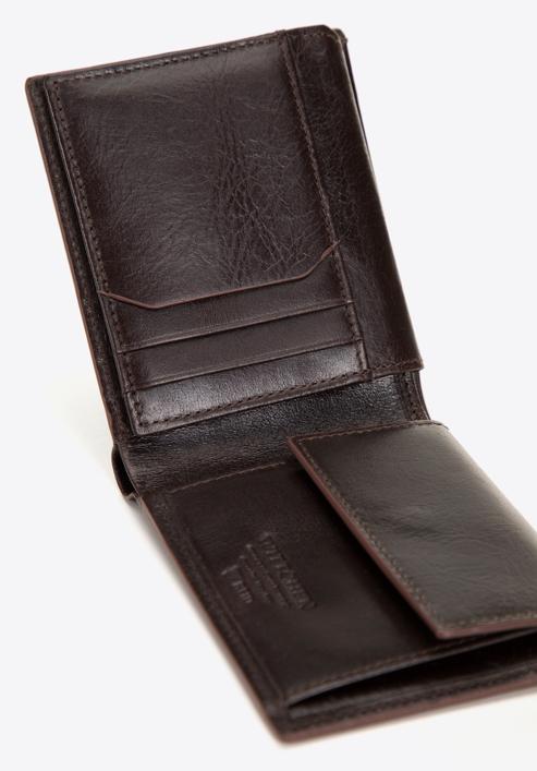 Męski portfel skórzany z brązową lamówką średni, brązowy, 26-1-452-4, Zdjęcie 4