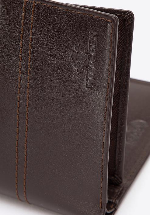 Męski portfel skórzany z przeszyciem, ciemny brąz, 14-1-119-L4, Zdjęcie 8