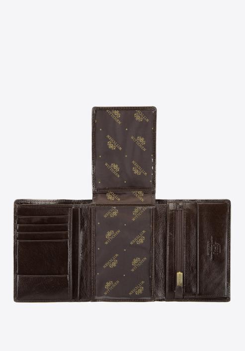 Męski portfel skórzany z wysuwanym panelem, ciemny brąz, 21-1-018-10, Zdjęcie 3