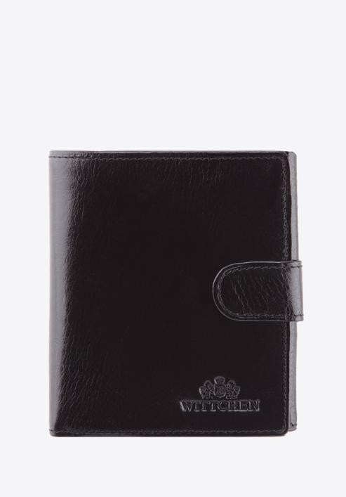 Męski portfel skórzany zapinany na napę, czarny, 21-1-010-10, Zdjęcie 1