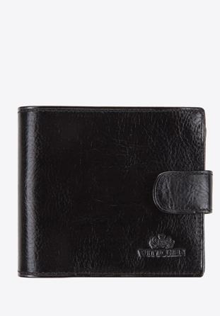 Męski portfel skórzany zapinany na napę, czarno-złoty, 21-1-125-1, Zdjęcie 1