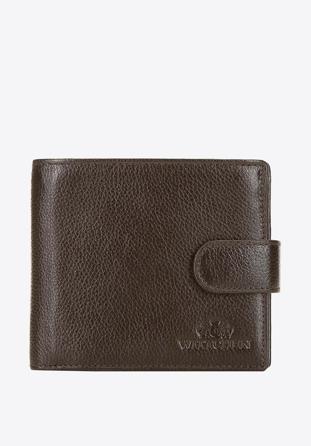 Męski portfel skórzany zapinany na napę, ciemny brąz, 21-1-125-40L, Zdjęcie 1