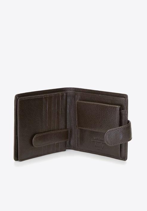 Męski portfel skórzany zapinany na napę, ciemny brąz, 21-1-125-40, Zdjęcie 4