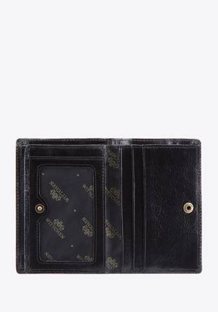 Męski portfel skórzany zapinany na zatrzask, czarny, 21-1-008-10, Zdjęcie 1