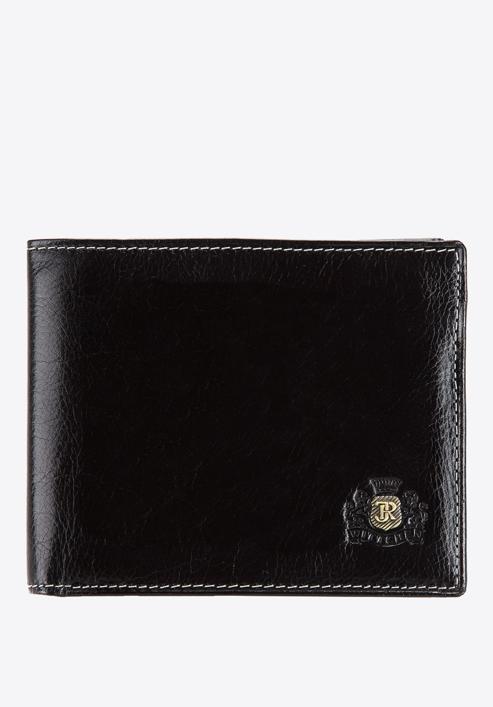 Męski portfel skórzany ze stębnowaniem rozkładany, czarny, 22-1-040-1, Zdjęcie 1