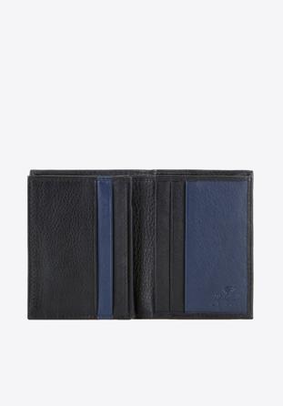 Męski portfel ze skóry bez zapięcia pionowy, czarno-granatowy, 26-1-424-1N, Zdjęcie 1