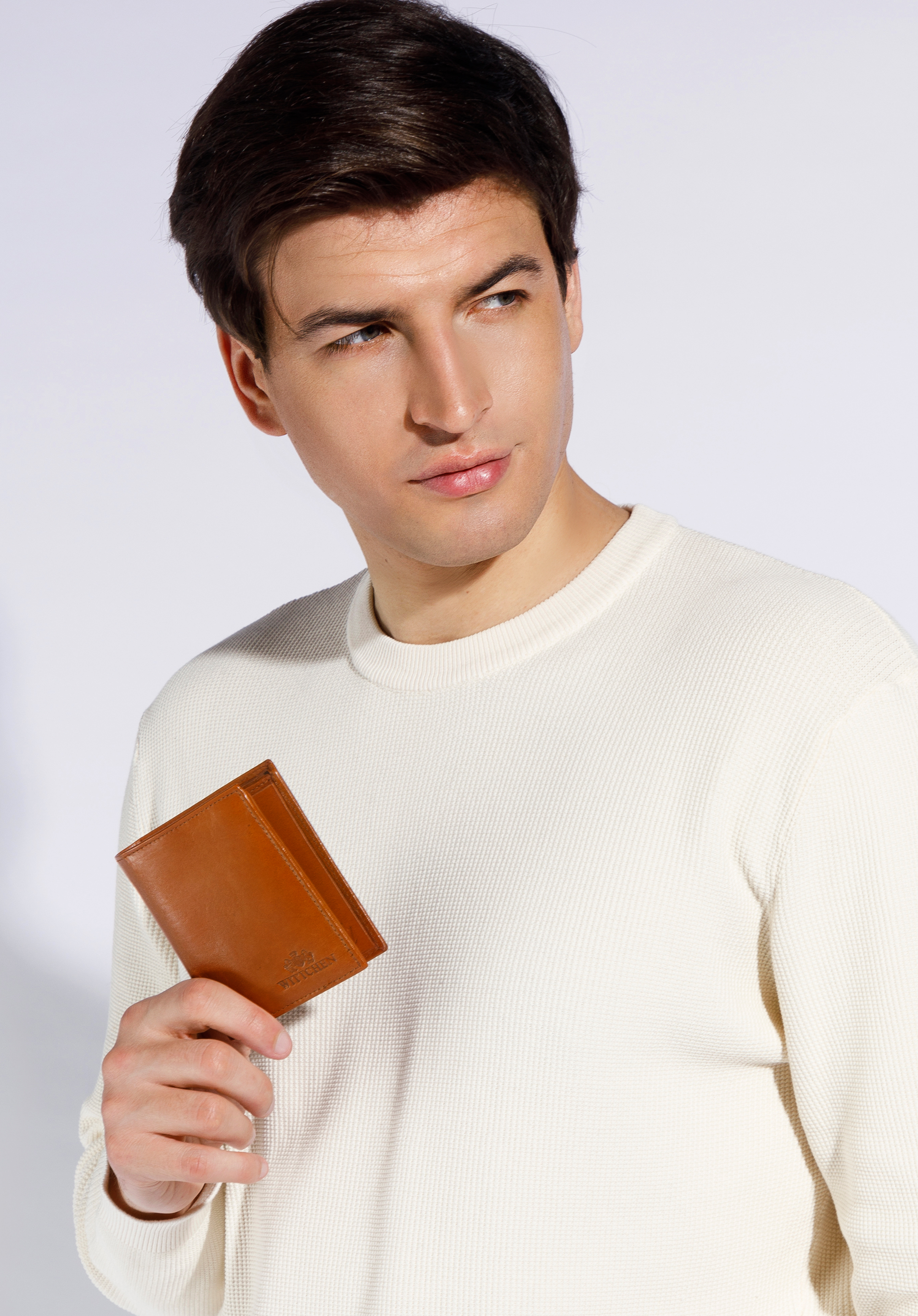 Męski portfel ze skóry naturalnej mały, jasny brąz, 26-1-422-5, Zdjęcie 1