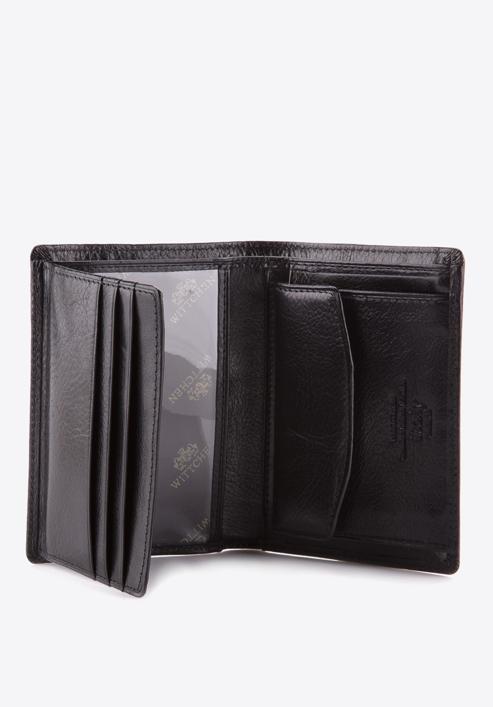 Męski portfel ze skóry mały, czarno-złoty, 21-1-023-10, Zdjęcie 4