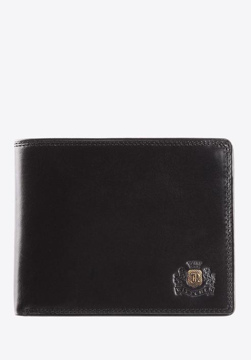 Męski portfel ze skóry z herbem bez zapięcia, czarny, 39-1-169-3, Zdjęcie 1
