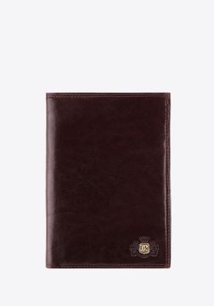 Męski portfel ze skóry z herbem bez zapięcia, brązowy, 39-1-321-3, Zdjęcie 1
