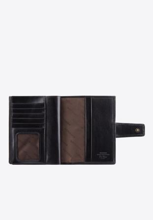 Męski portfel ze skóry z herbem na napę, czarny, 39-1-339-1, Zdjęcie 1