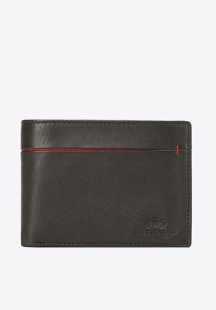 Męski portfel ze skóry z rozcięciem, czarno-czerwony, 21-1-491-13, Zdjęcie 1