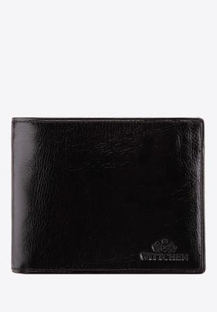 Męski portfel ze skóry z rozkładanym panelem, czarny, 21-1-040-10, Zdjęcie 1