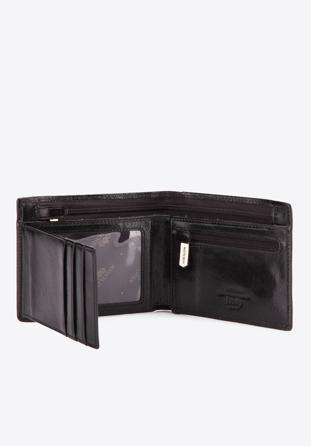 Męski portfel ze skóry z rozkładanym panelem czarny