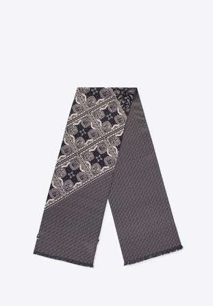 Men’s patterned silk scarf, graphite-beige, 98-7M-S01-X6, Photo 1