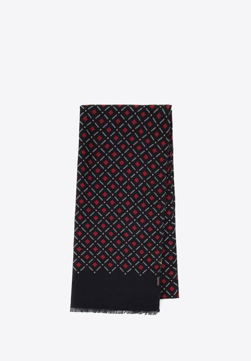 Men’s geometric-patterned scarf, black-burgundy, 98-7M-X01-X1, Photo 1