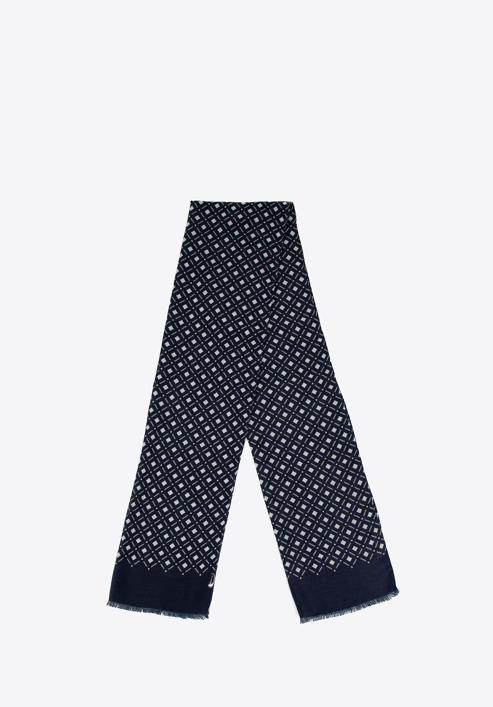 Men’s geometric-patterned scarf, navy blue-grey, 98-7M-X01-X1, Photo 2