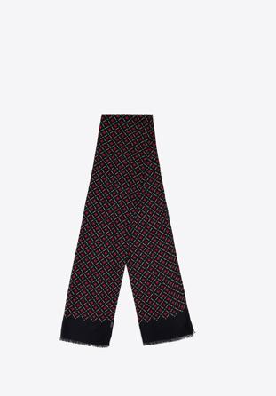 Men’s geometric-patterned scarf, black-burgundy, 98-7M-X01-X3, Photo 1