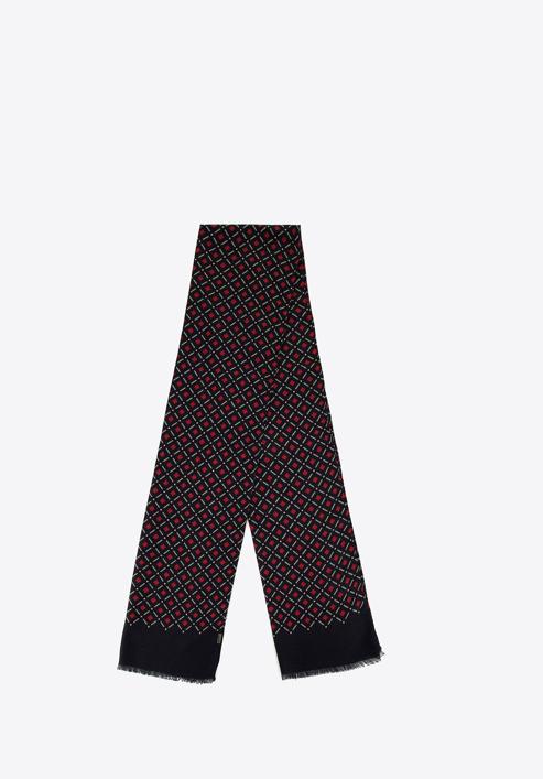 Men’s geometric-patterned scarf, black-burgundy, 98-7M-X01-X2, Photo 2