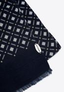 Men’s geometric-patterned scarf, navy blue-grey, 98-7M-X01-X3, Photo 3
