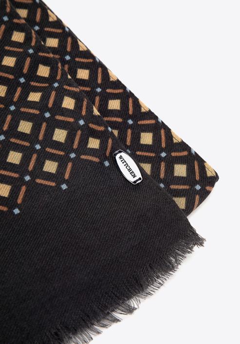 Men’s geometric-patterned scarf, graphite-beige, 98-7M-X01-X3, Photo 3