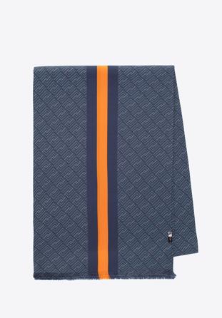 Men’s scarf, navy blue- orange, 97-7M-S01-X2, Photo 1