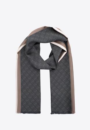 Men’s scarf, brown-cream, 97-7M-S01-X1, Photo 1