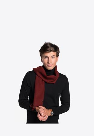 Men's fringe scarf, burgundy, 91-7M-X02-2, Photo 1