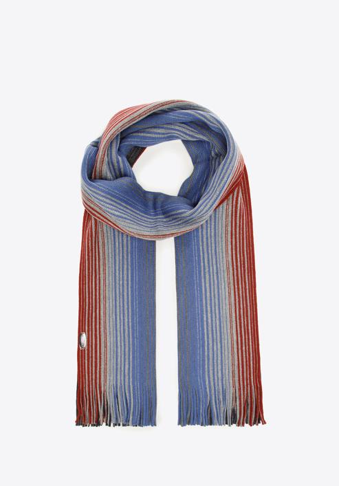 Men's striped scarf, blue-grey, 98-7M-X02-X2, Photo 2