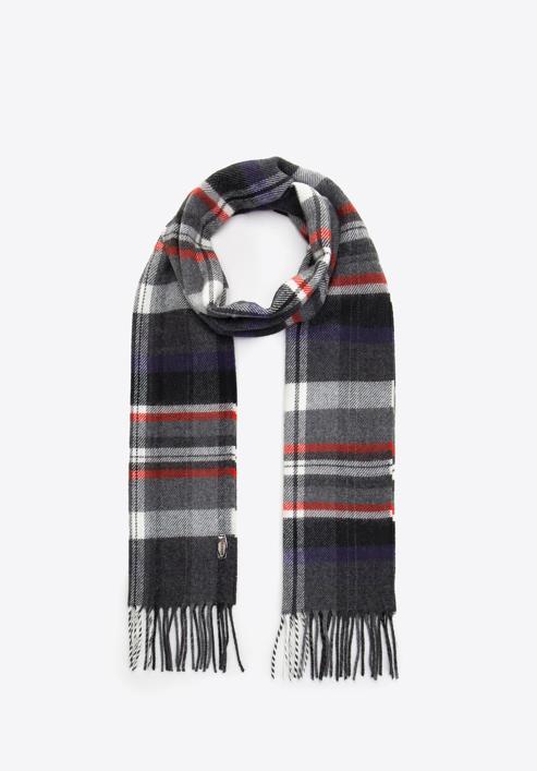 Men's checked scarf, grey-red, 97-7M-X04-X1, Photo 2
