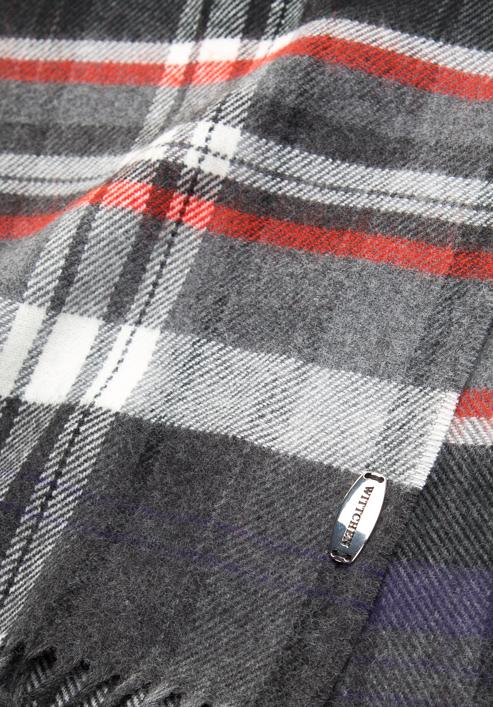 Men's checked scarf, grey-red, 97-7M-X04-X1, Photo 3